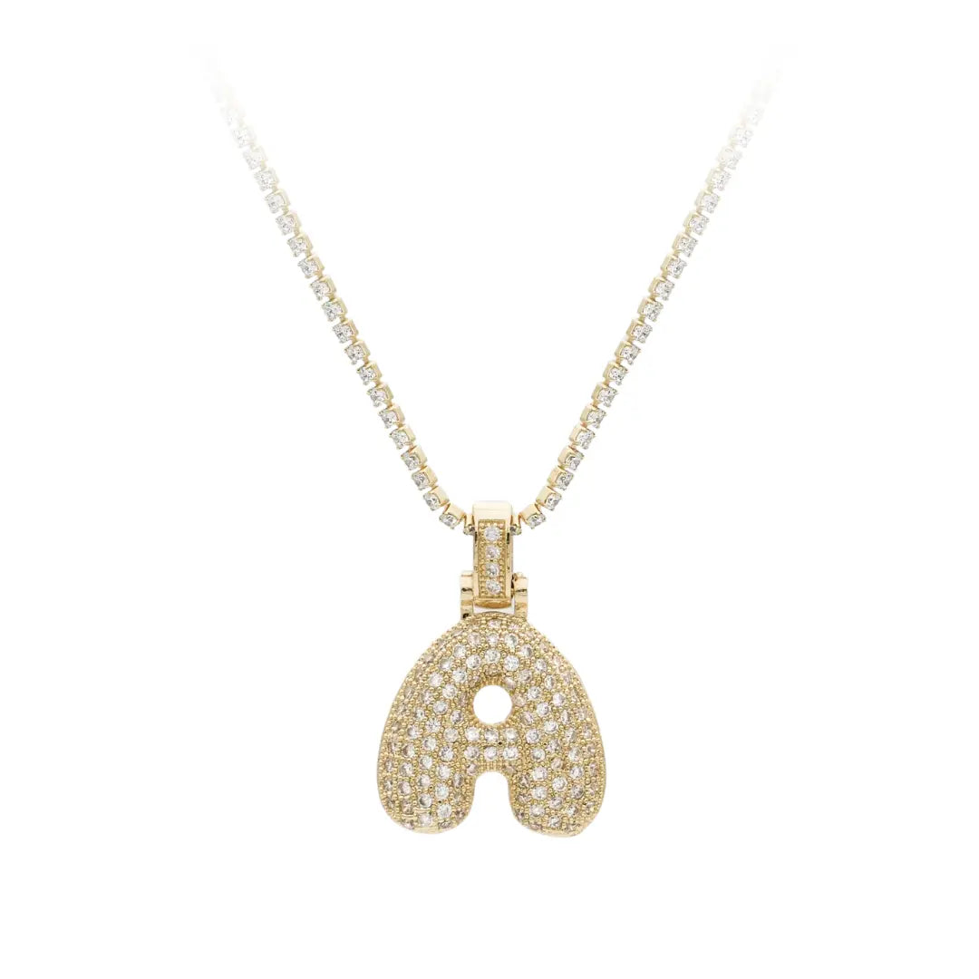 Bubble Letter Initial Necklace