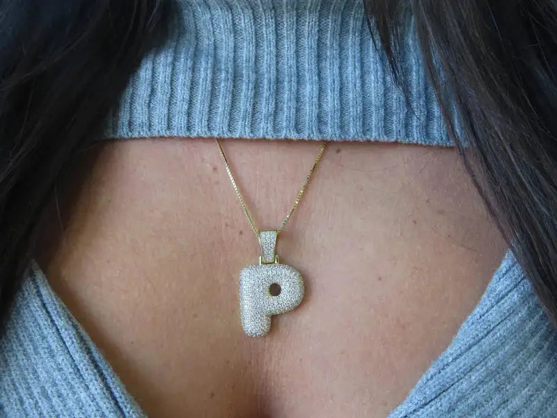 Bubble Letter Initial Necklace