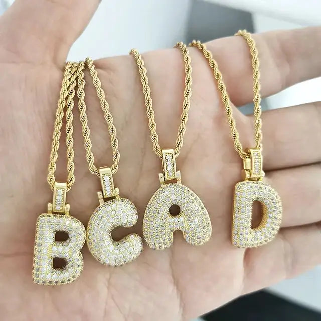 Bubble Letter Initial Necklace