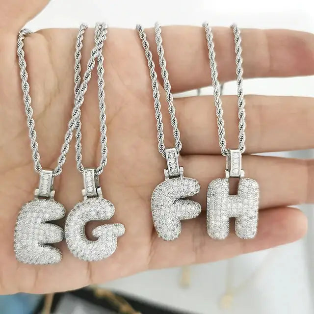 Bubble Letter Initial Necklace