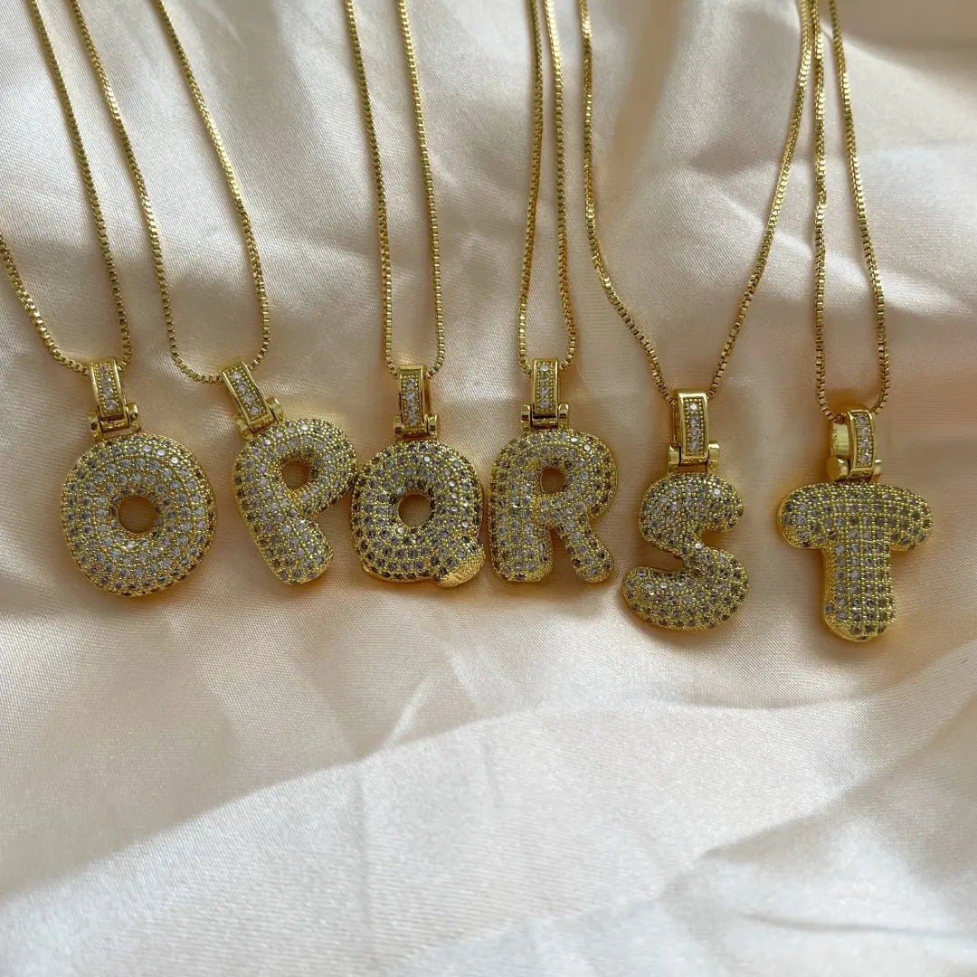 Bubble Letter Initial Necklace