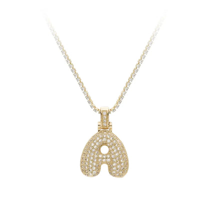 Bubble Letter Initial Necklace